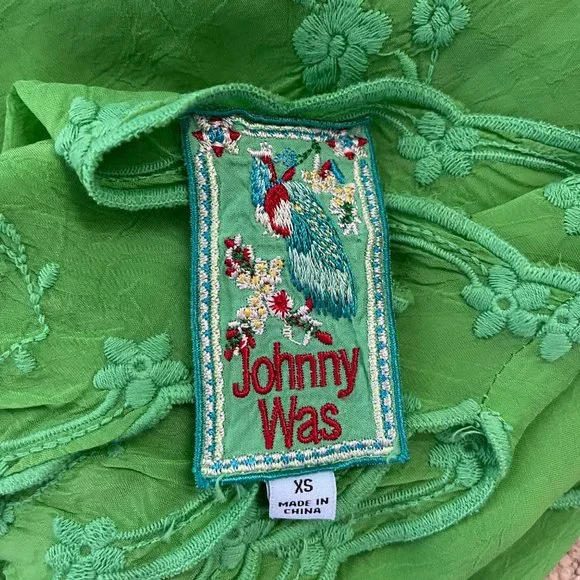 Johnny Was Kelly Cold Shoulder Blouse in Green - Picture 8 of 10